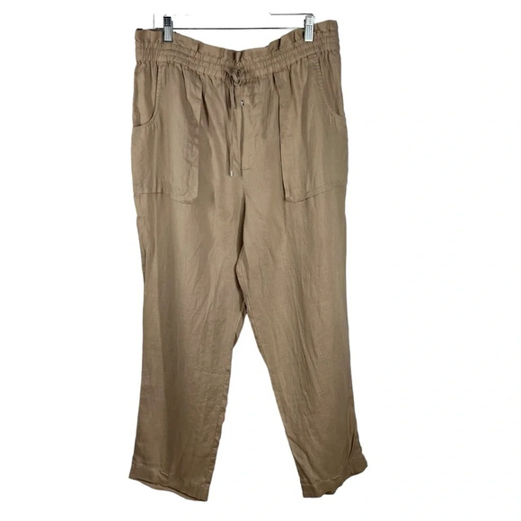 LAUREN RALPH LAUREN Black Label Tan Linen Pull on Pants - Picture 1 of 7